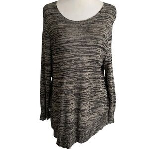 Eileen Fisher Organic Linen Top Women’s Large Black/Beige Casual Quiet Luxury